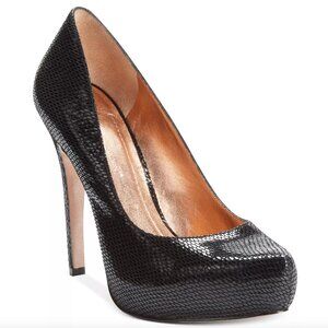 BCBGeneration PARADE Black Sandalwood Snake Leather Platform Pumps